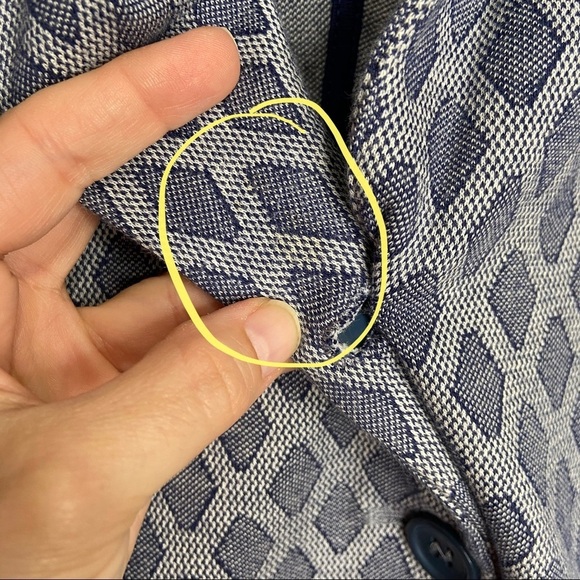 Pure Collection Blue Geometric Print Button Blazer - Picture 9 of 10